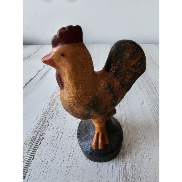 Vintage terracotta shabby chic rooster chicken folk art country decor porcelain? - Picture 3 of 7